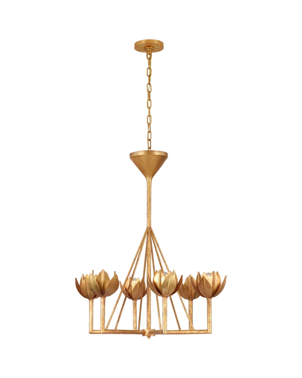 Alberto Small Single Tier Chandelier Antique Gold Leaf