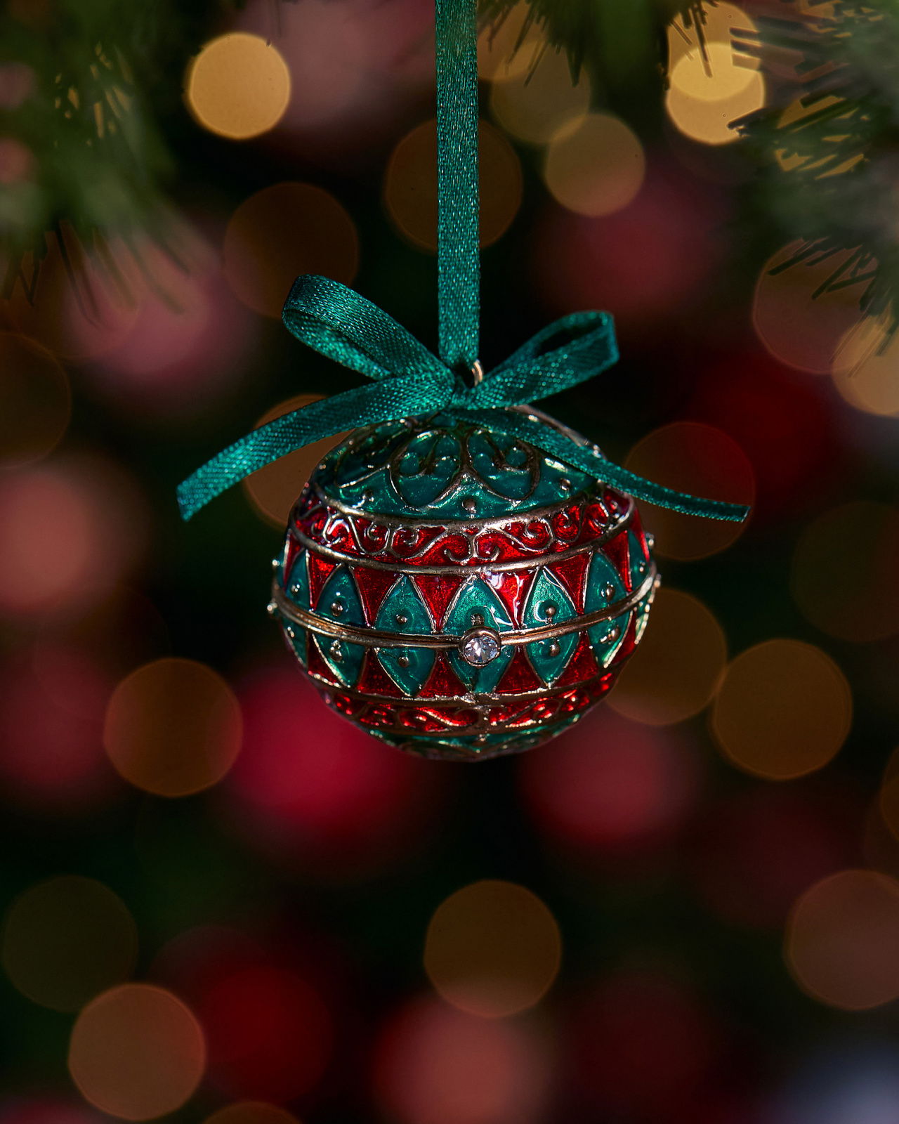 Leonard fabergéägg julgransdekoration grön/röd