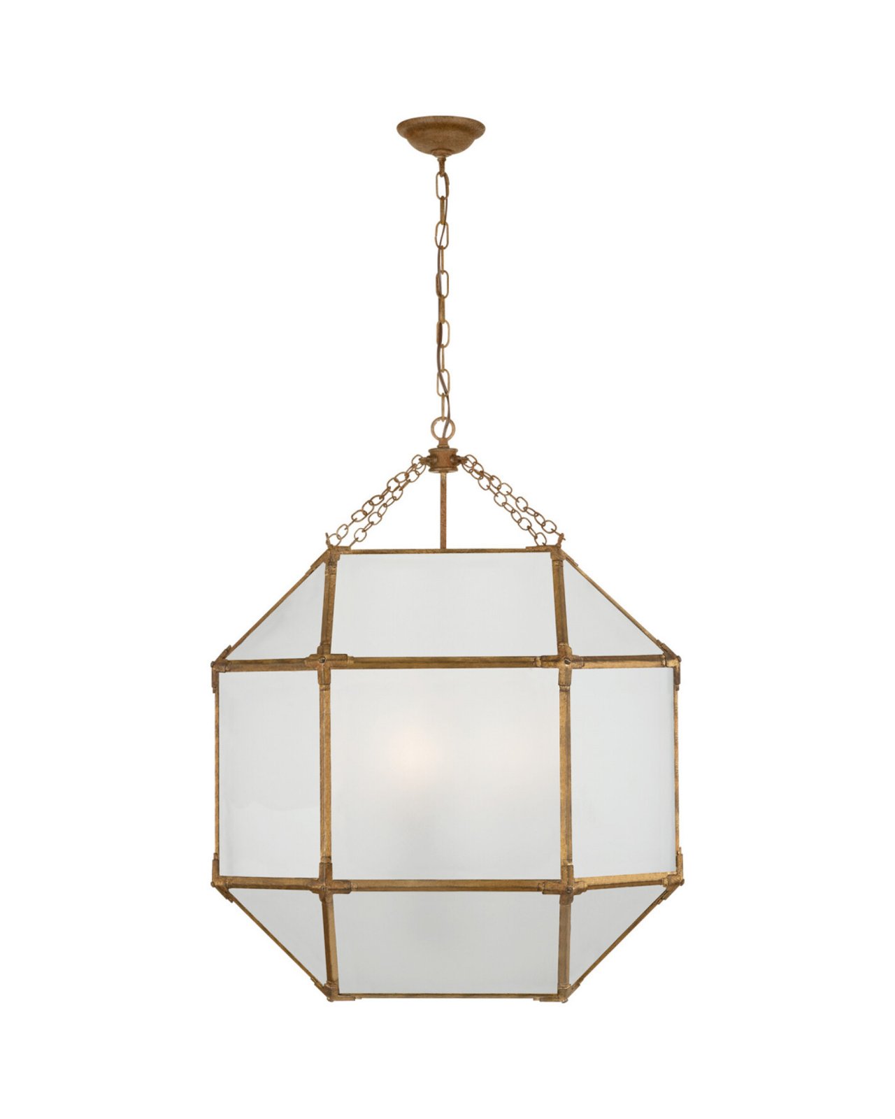 Morris Lantern Gilded Iron/Frosted Glass Large
