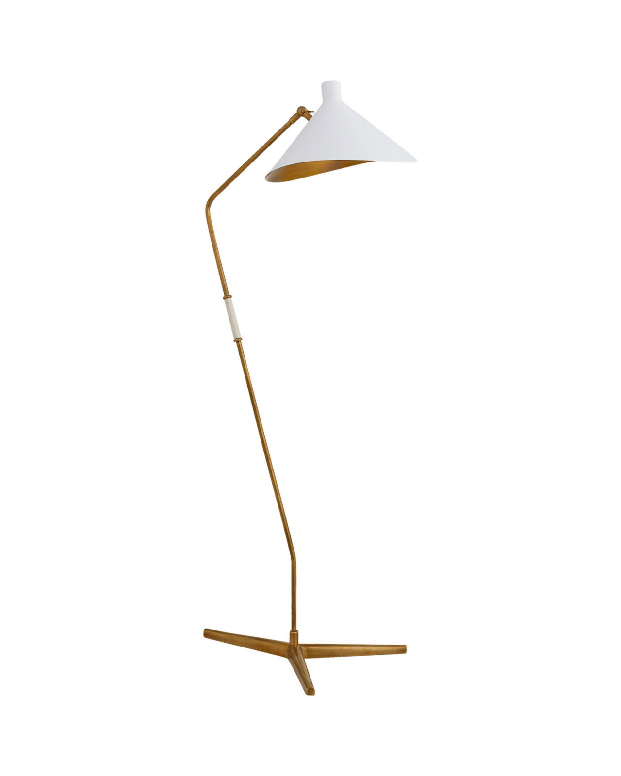 Mayotte Large Offset Floor Lamp Antique Brass/White Shade