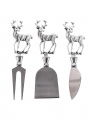 Deer Cheese Knives Set Silver Set of 3