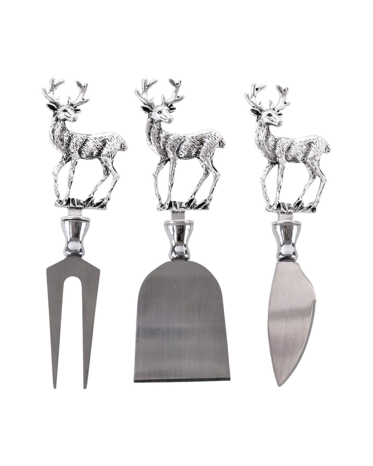 Deer Cheese Knives Set Silver Set of 3