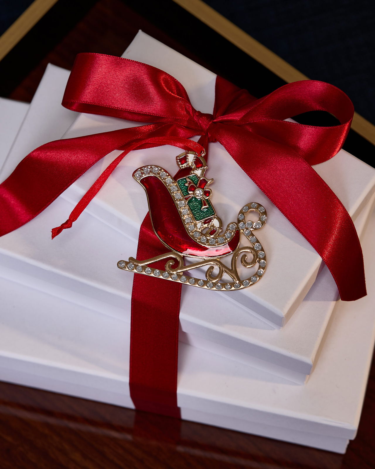 Sebastien Sleigh Ornament Red