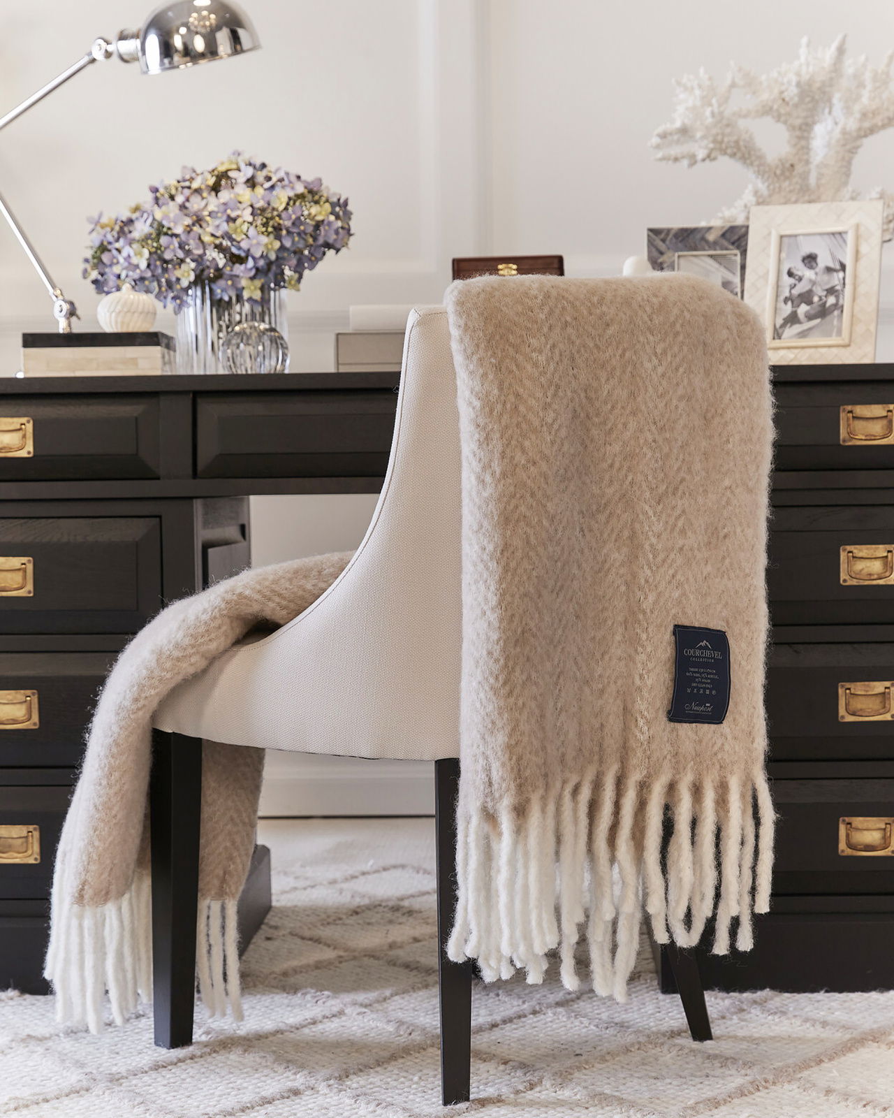 Savoie Herringbone Throw Sand