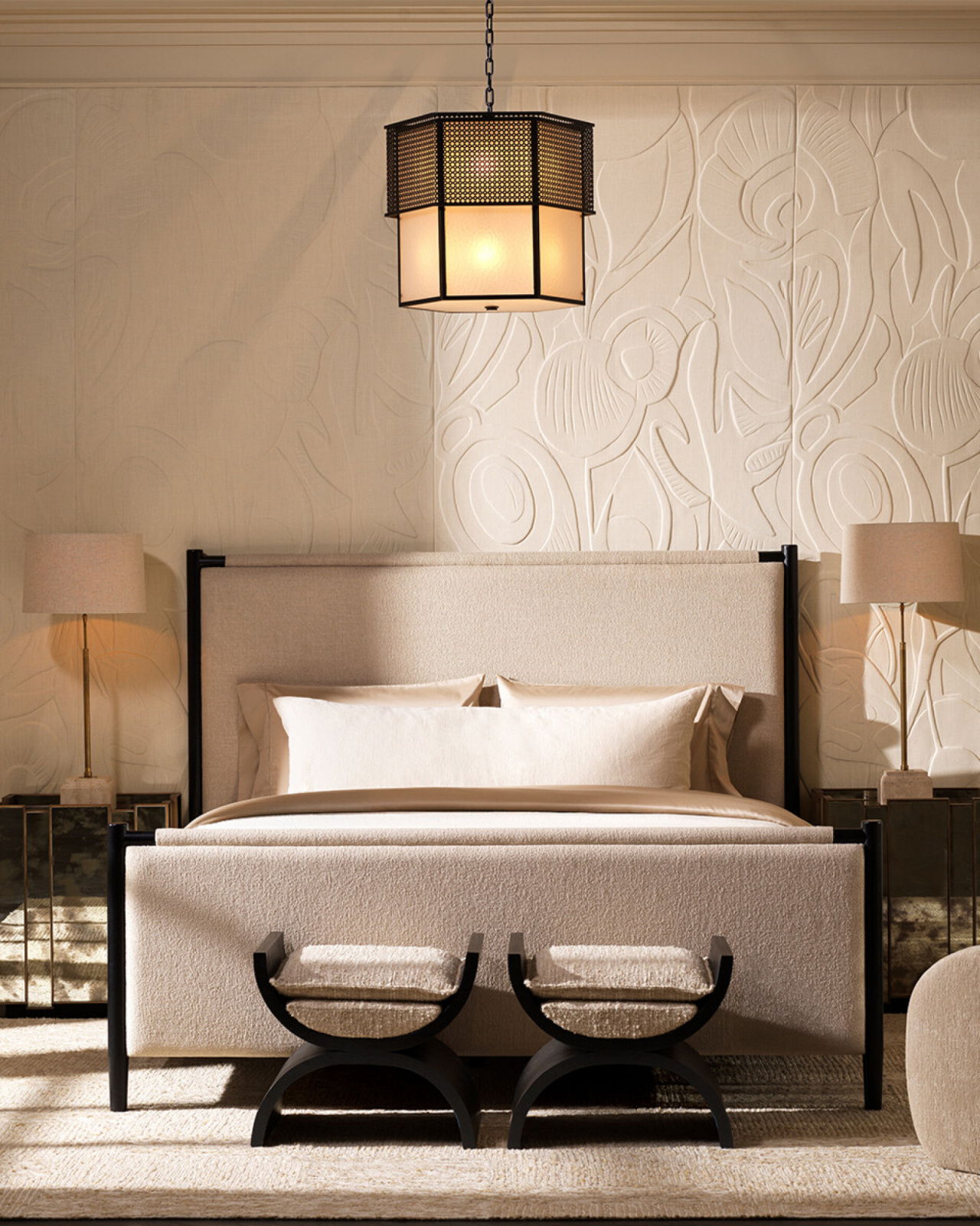 Nottingham nachtkastje spiegelglas/geborsteld messing