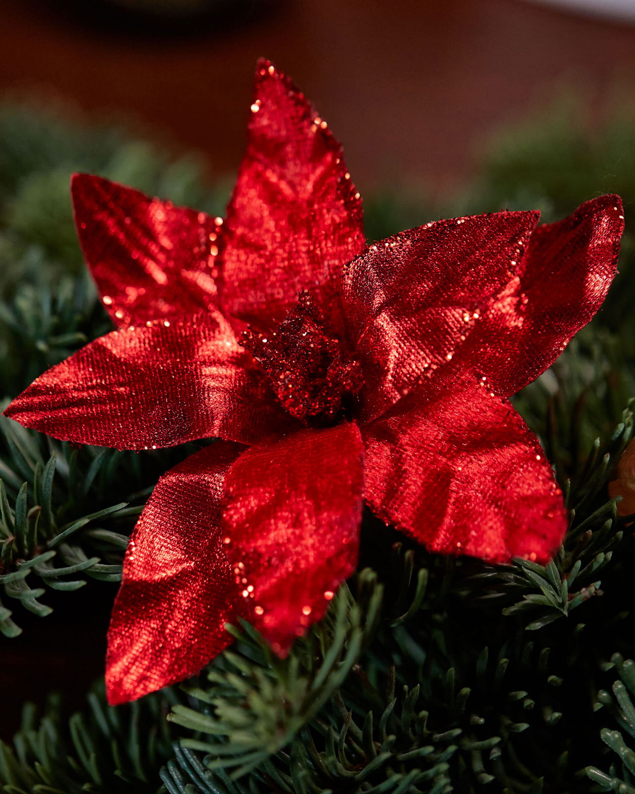 Eleanor Poinsettia Ornament Red