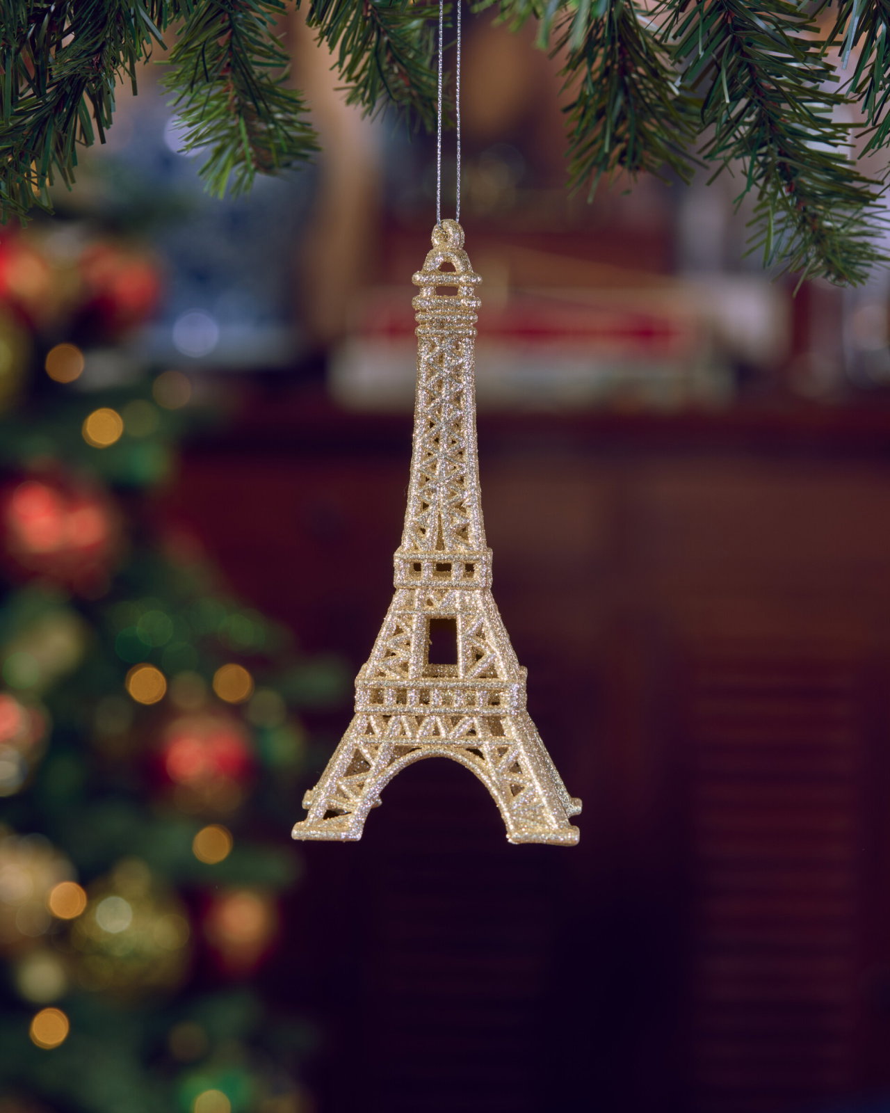 Eiffel Tower Christmas Ornament Champagne