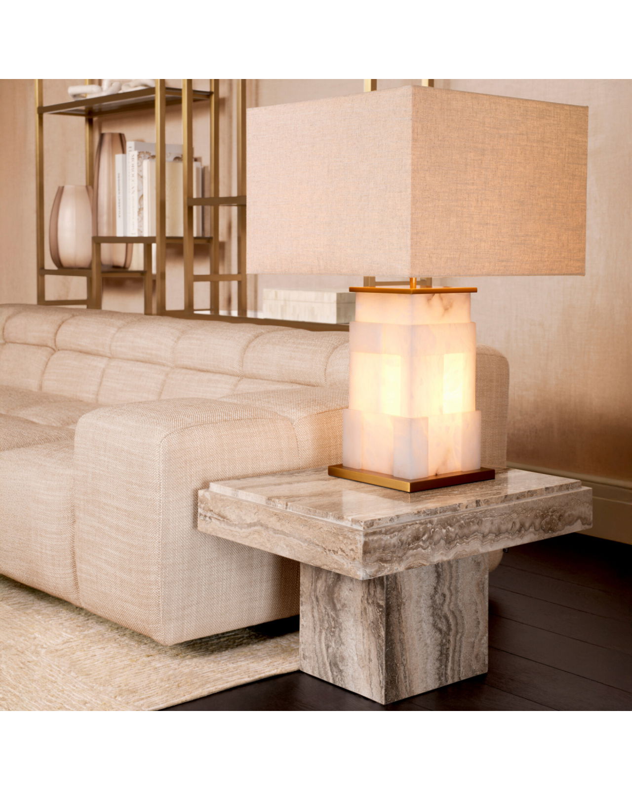 Sartoria Side Table Silver Travertine