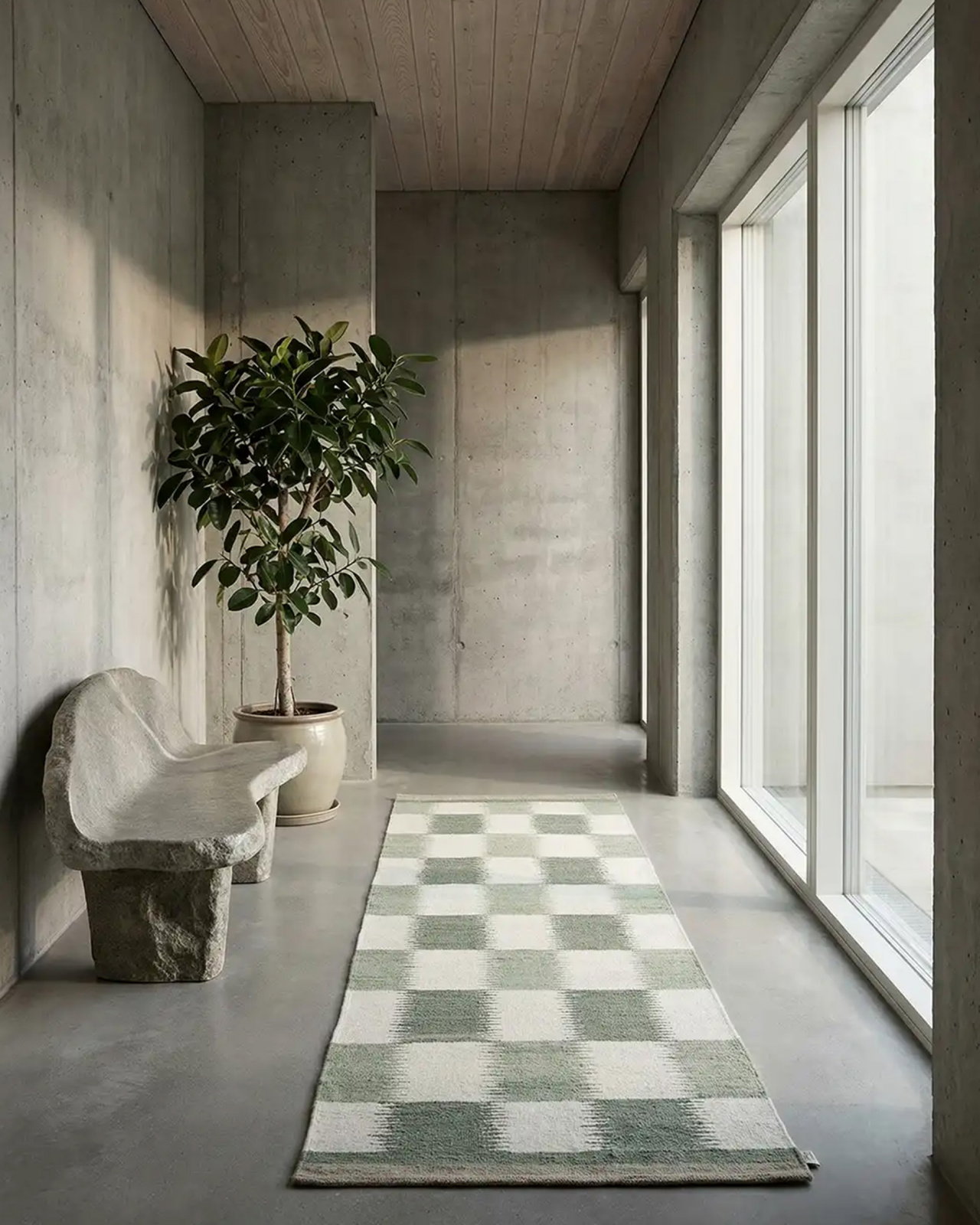 Tagel runner rug, green