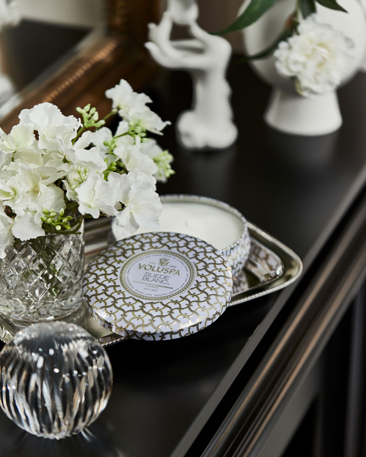 Suede Blanc doftljus 3-wick