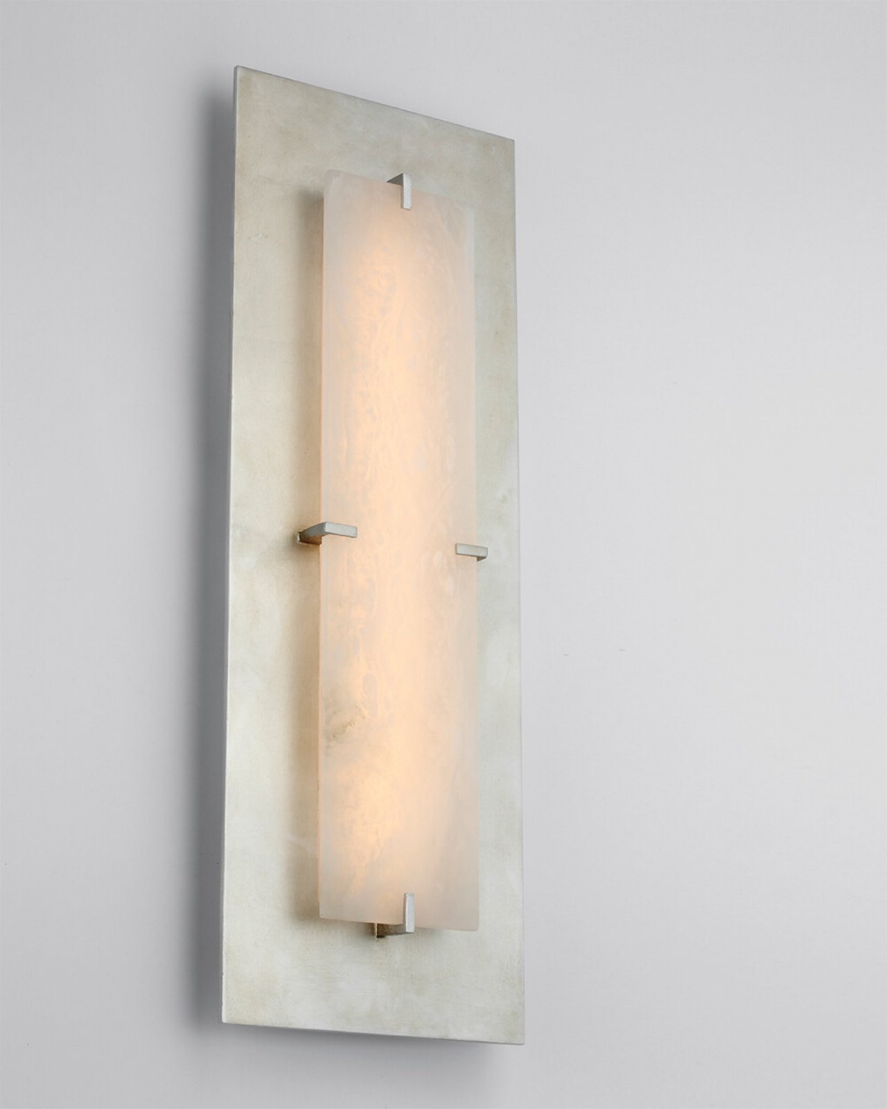 Dominica Rectangle Sconce Silver and Alabaster Large