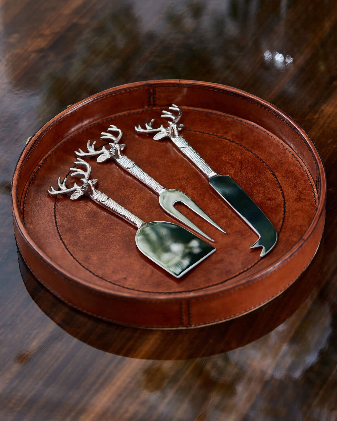 Deer Cheese Knives Silver Set of 3