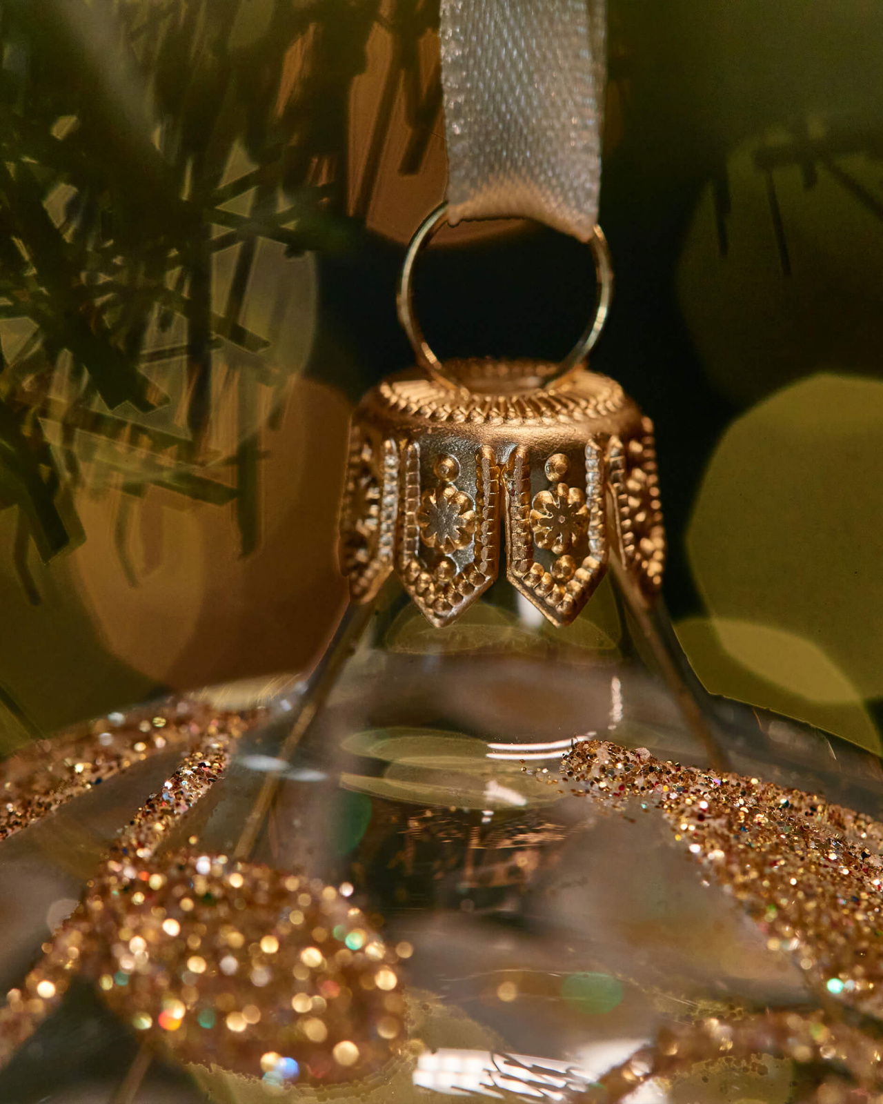 Lux Sparkling Leaves julkula klarglas 8cm