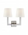 Square Tube Double Sconce Polished Nickel/Linen