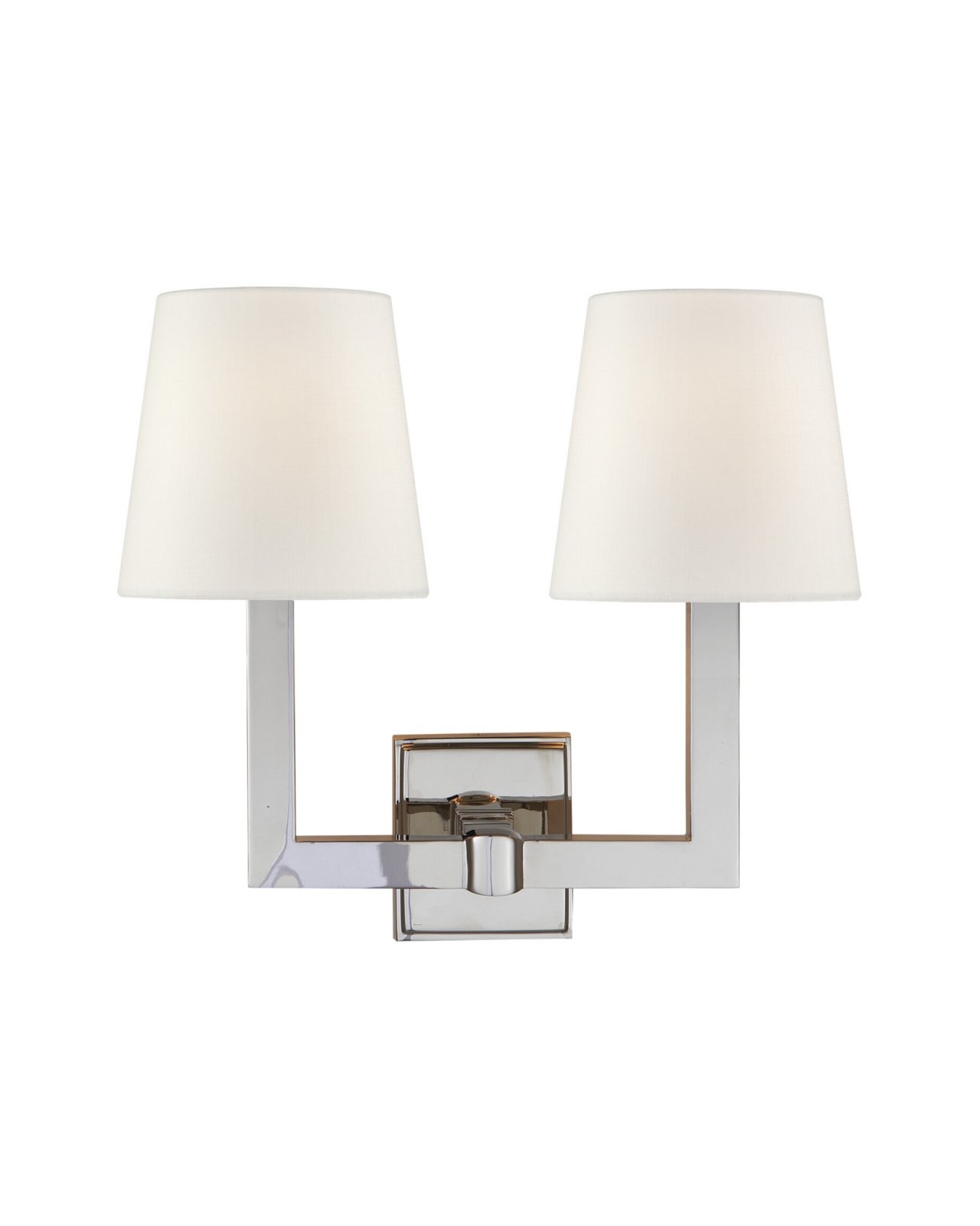 Square Tube Double Sconce Polished Nickel/Linen