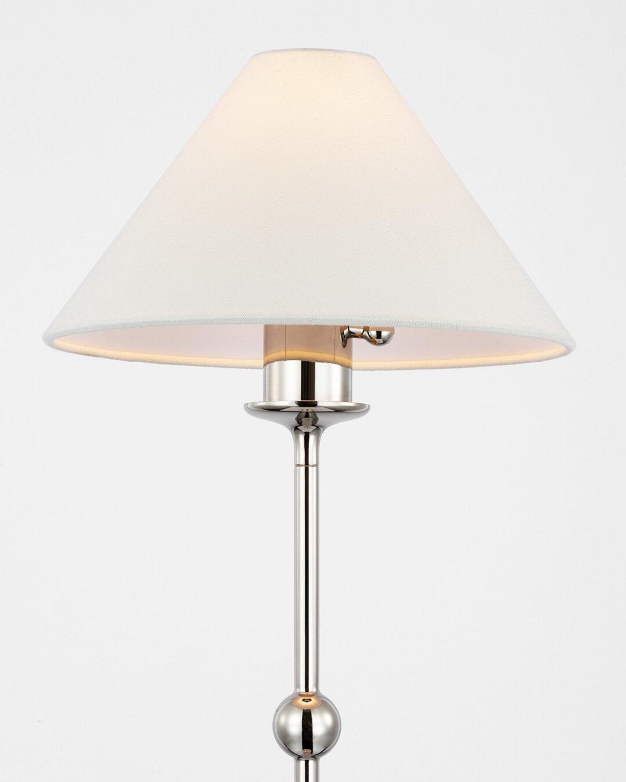 Caspian Accent Lamp Polished Nickel and Alabaster/Linen Medium