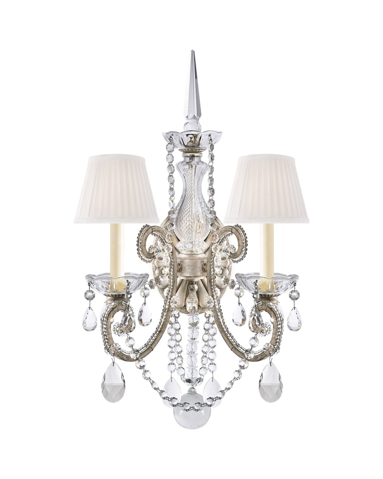 Adrianna Double Sconce Antique Silver Leaf