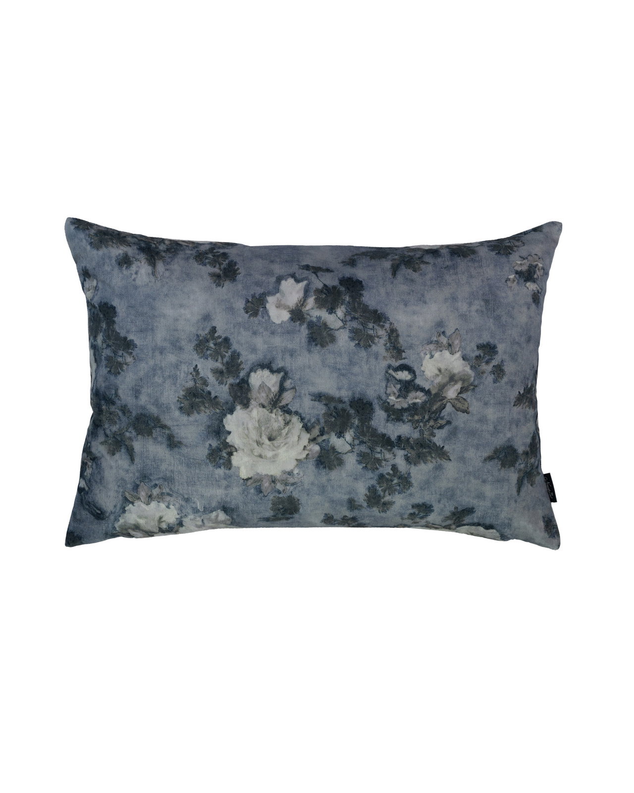 Impasto Floral Denim Cushion Cover - Blue