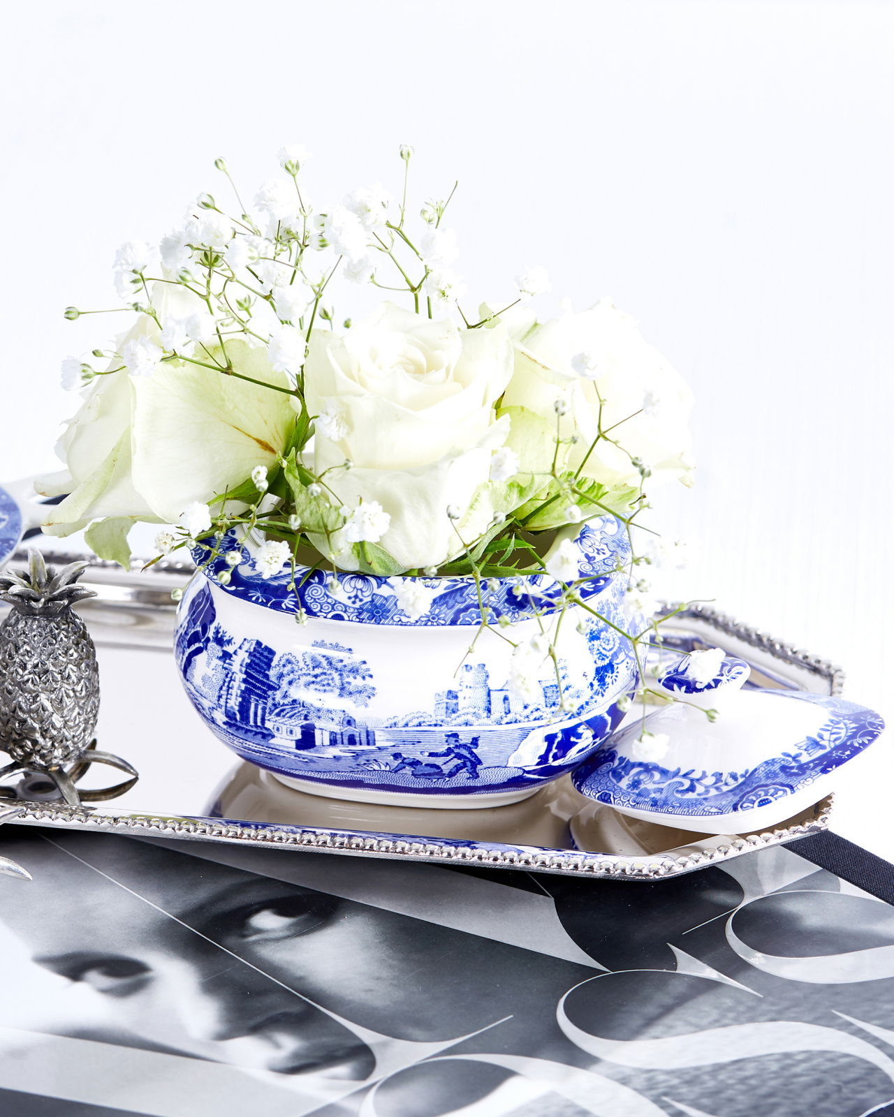 Blue Italian sockerskål blå/vit