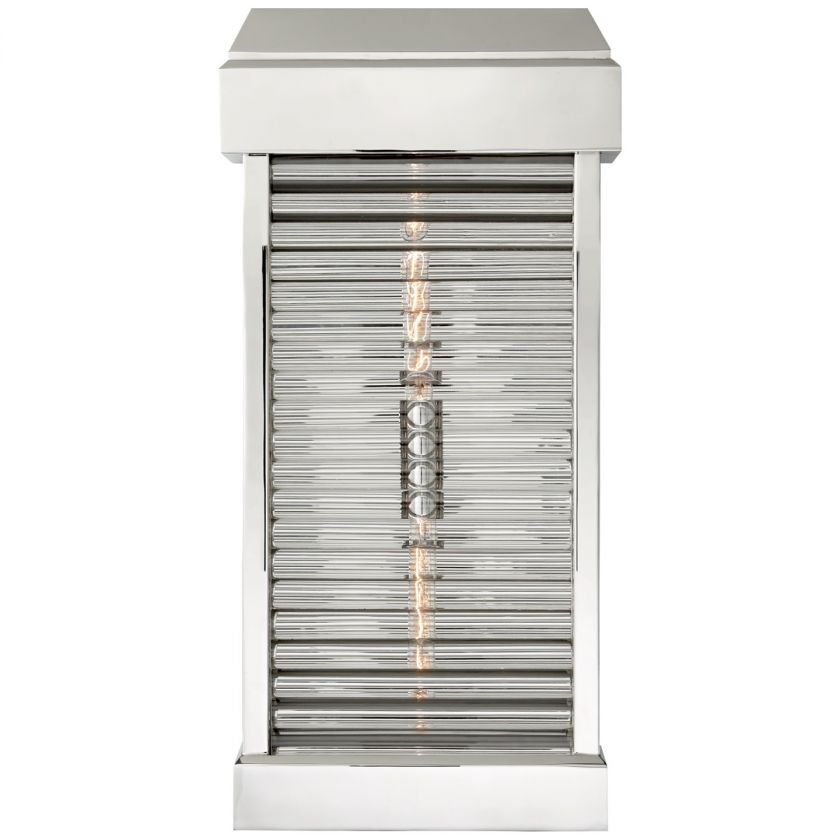 Dunmore Large Curved Glass Louver Sconce Polished Nickel
