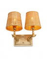 Wentworth double wall lamp brass/rattan