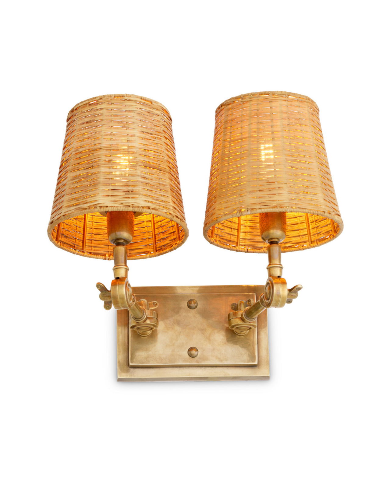 Wentworth double wall lamp brass/rattan