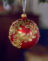 Lux Dolce Leaves Weihnachtskugel rot