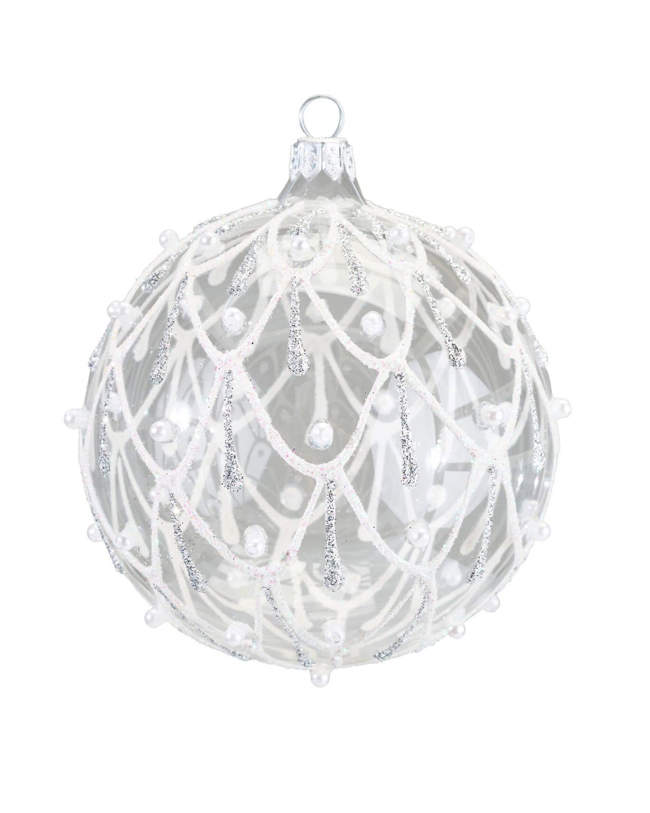 Lux Viola Bauble Clear Glass 10cm