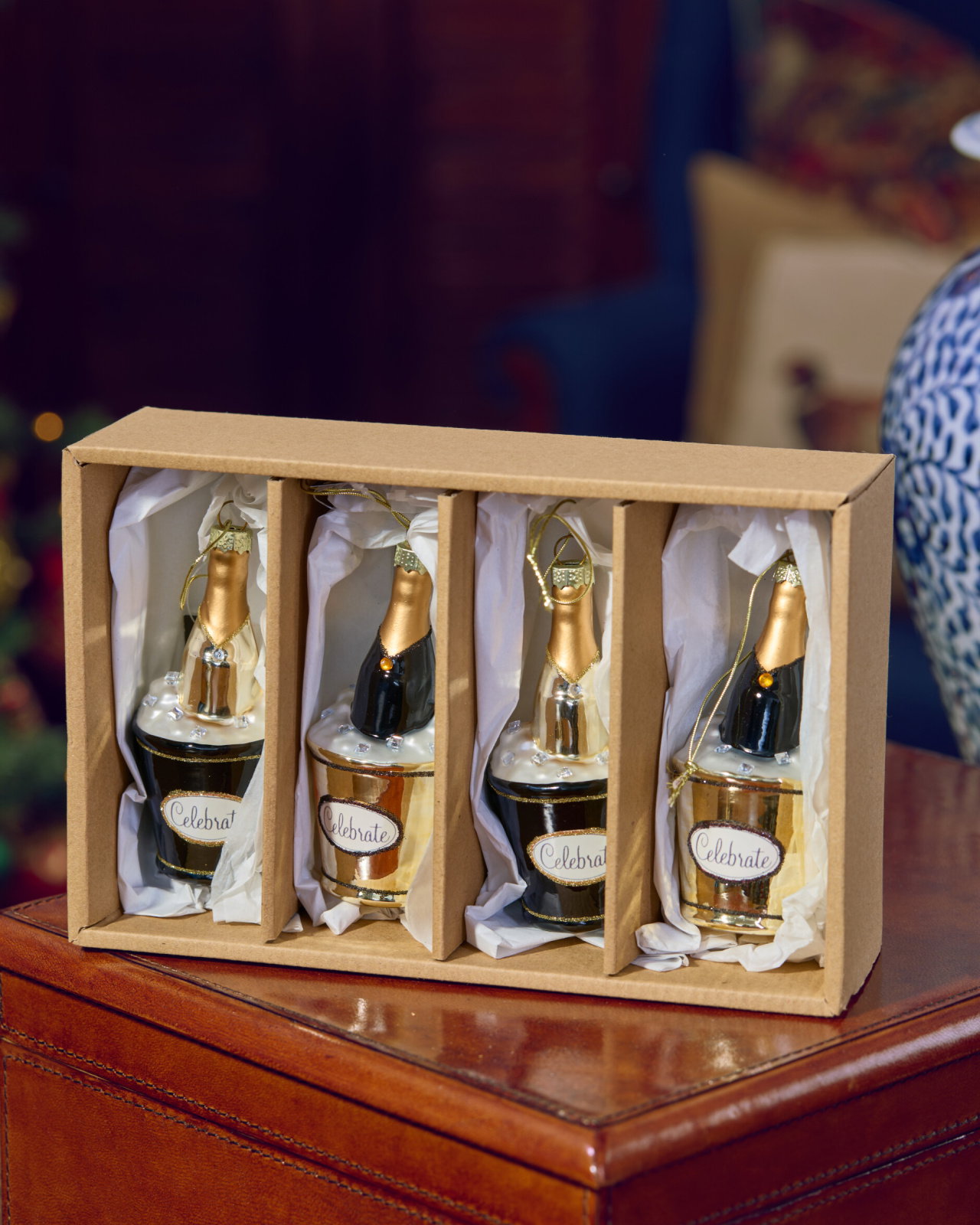 Cramant champagneflaska juldekoration 4-pack