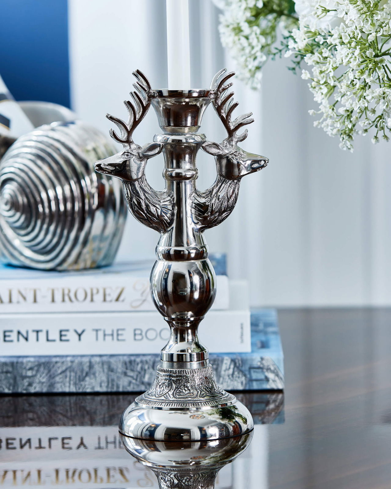 Hjort ljusstake silver