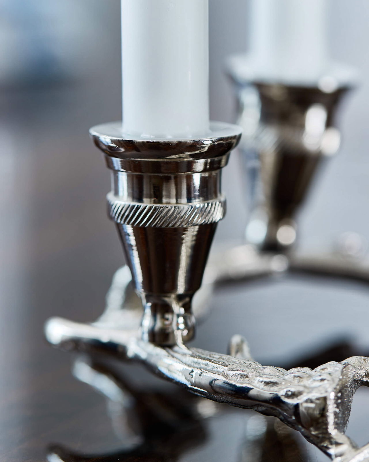 Antler Candle Holder Silver