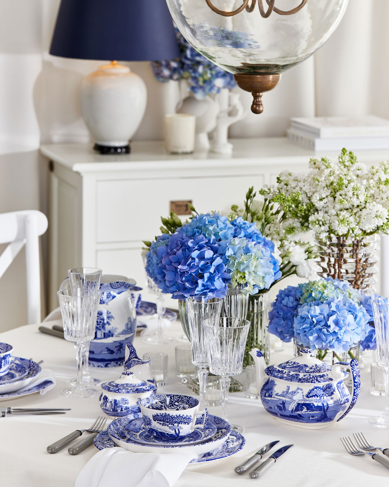 Blue Italian djup tallrik blå/vit