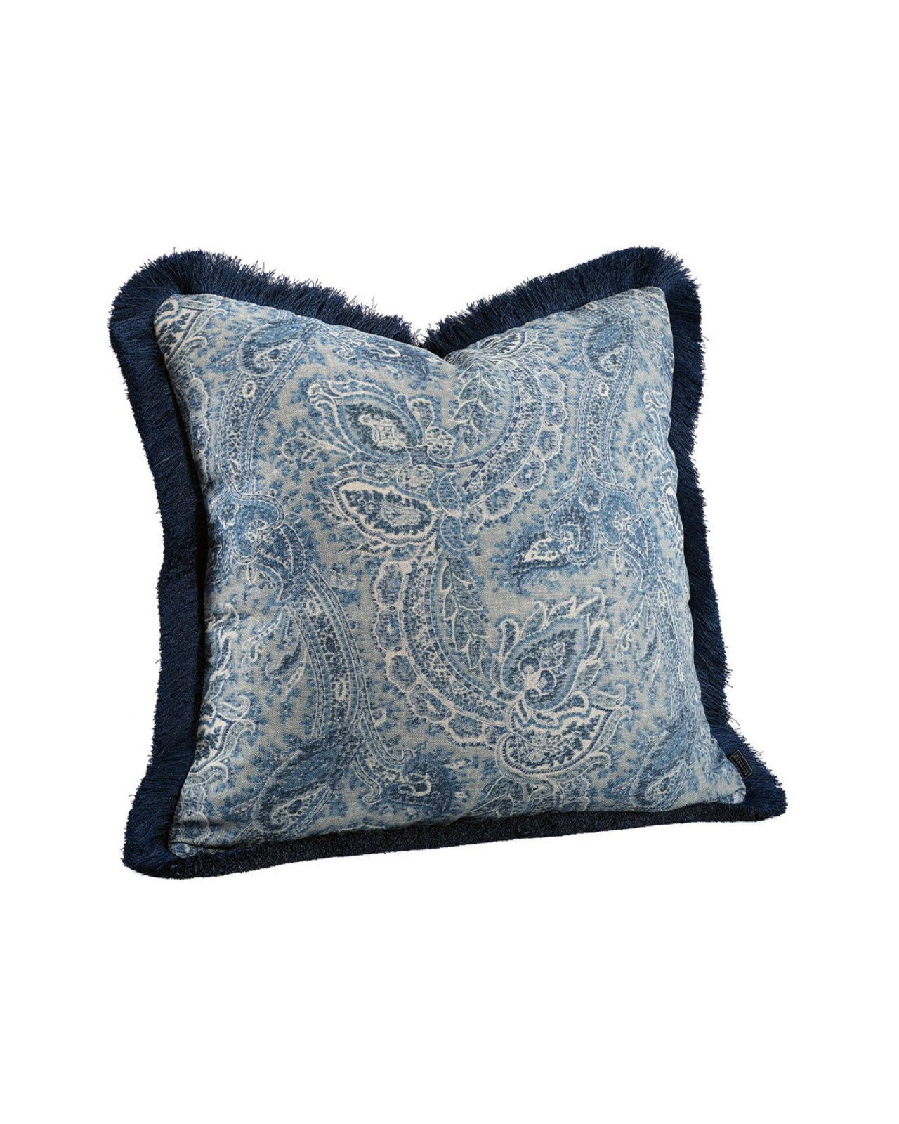 Elton kussenhoes franjes Paisley blauw