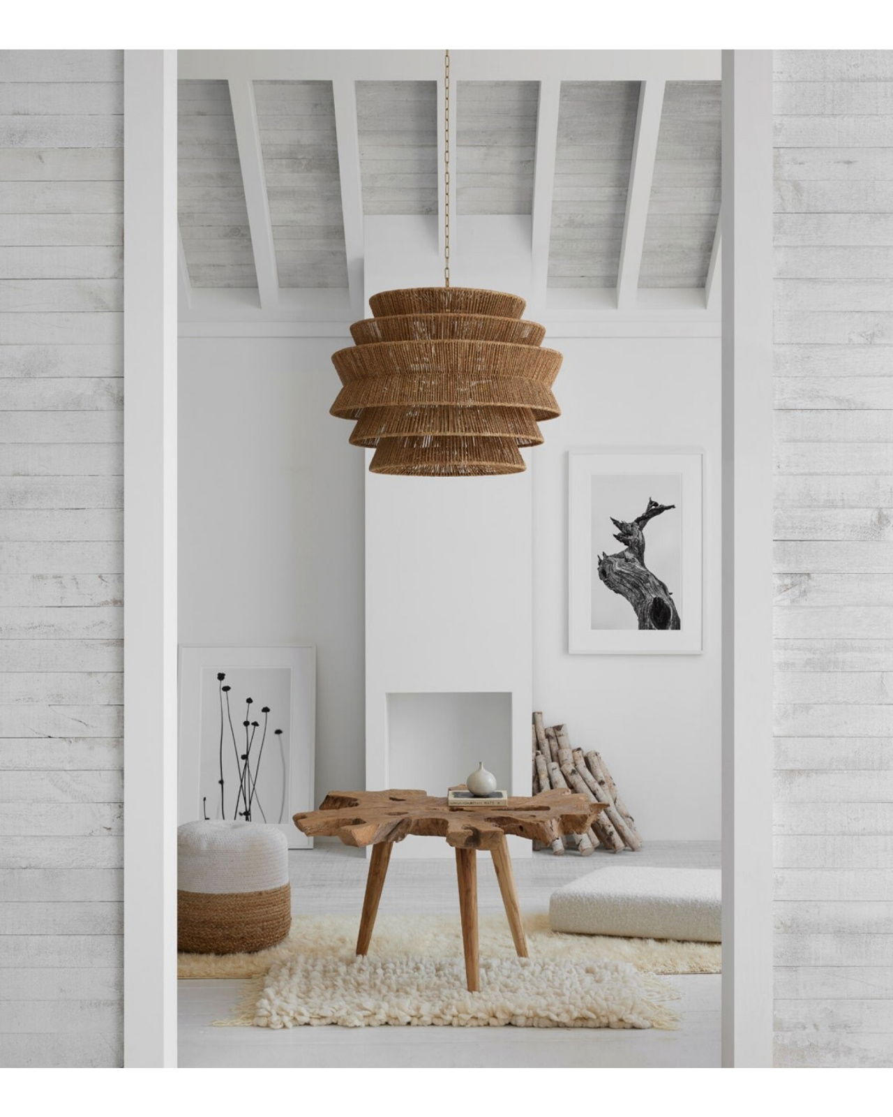 Antigua XL Drum Chandelier Natural Abaca
