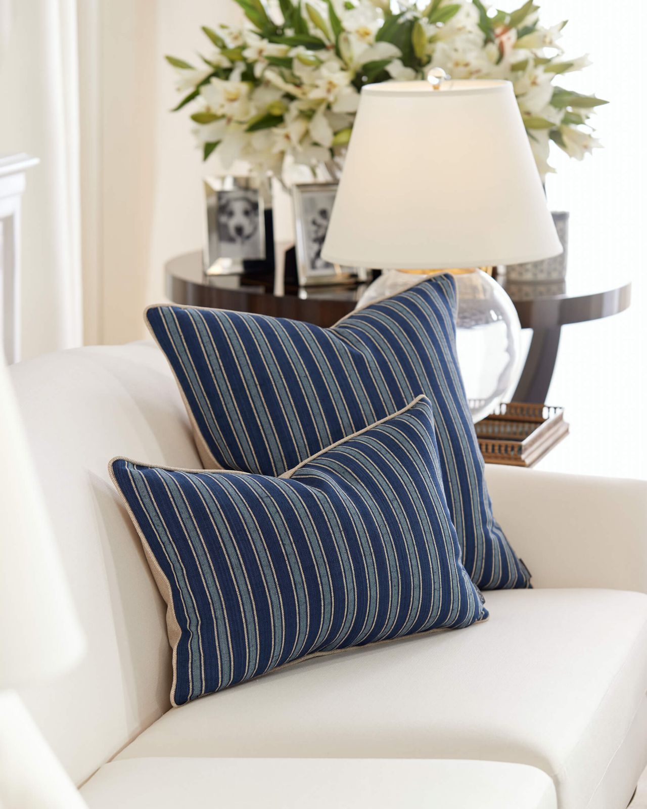 Bungalow Stripe pudebetræk indigo