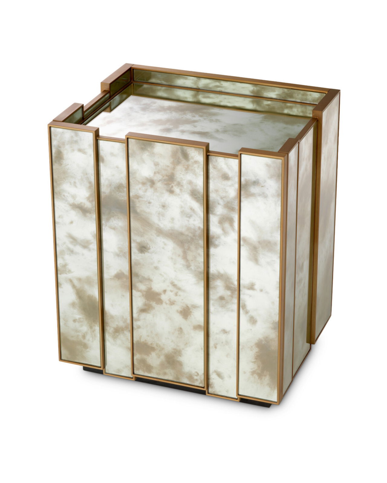 Nottingham nachtkastje spiegelglas/geborsteld messing