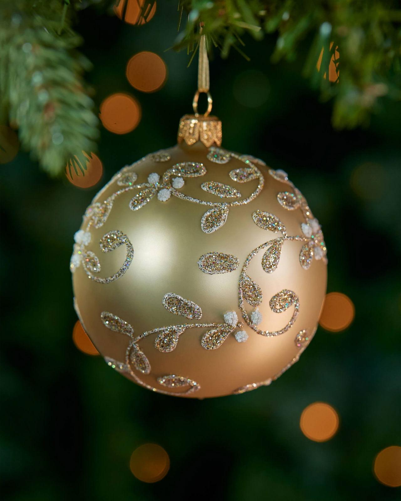 Lux Sparkling Leaves julkula guld 8cm