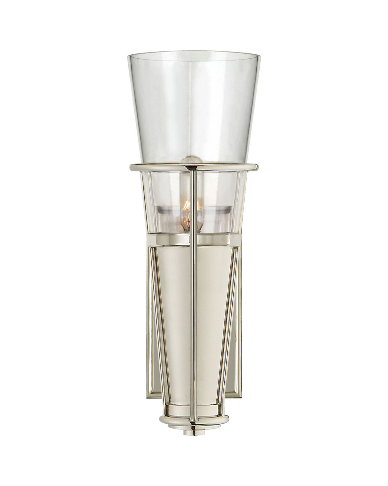Robinson Single Sconce Polished Nickel/Clear Glass