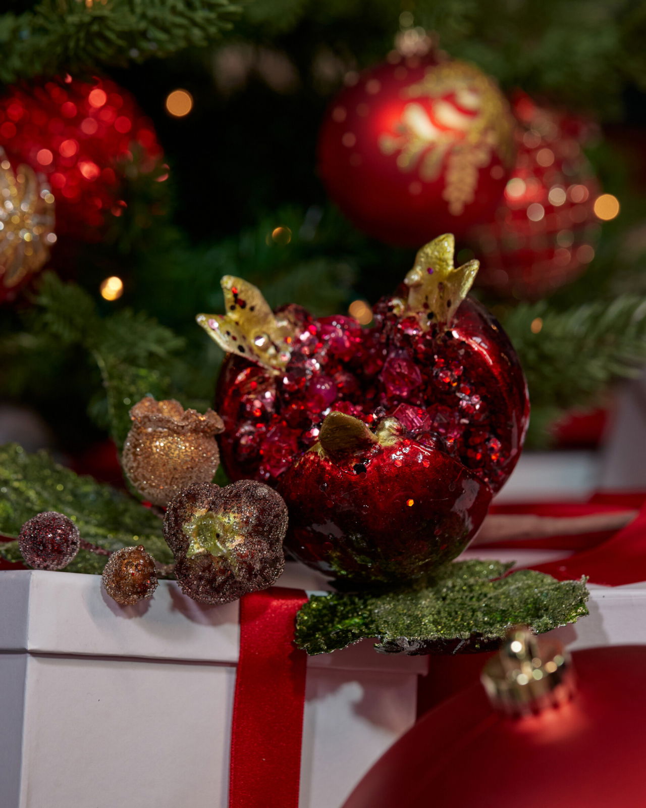 Pomegranate Decorative Branch Red