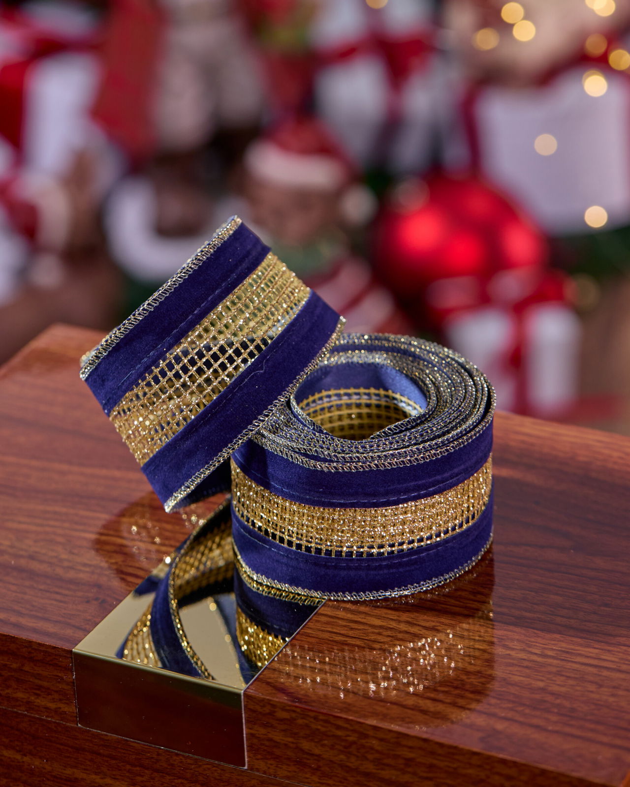 Eleanor tekstilbånd blå/guld 4,5m