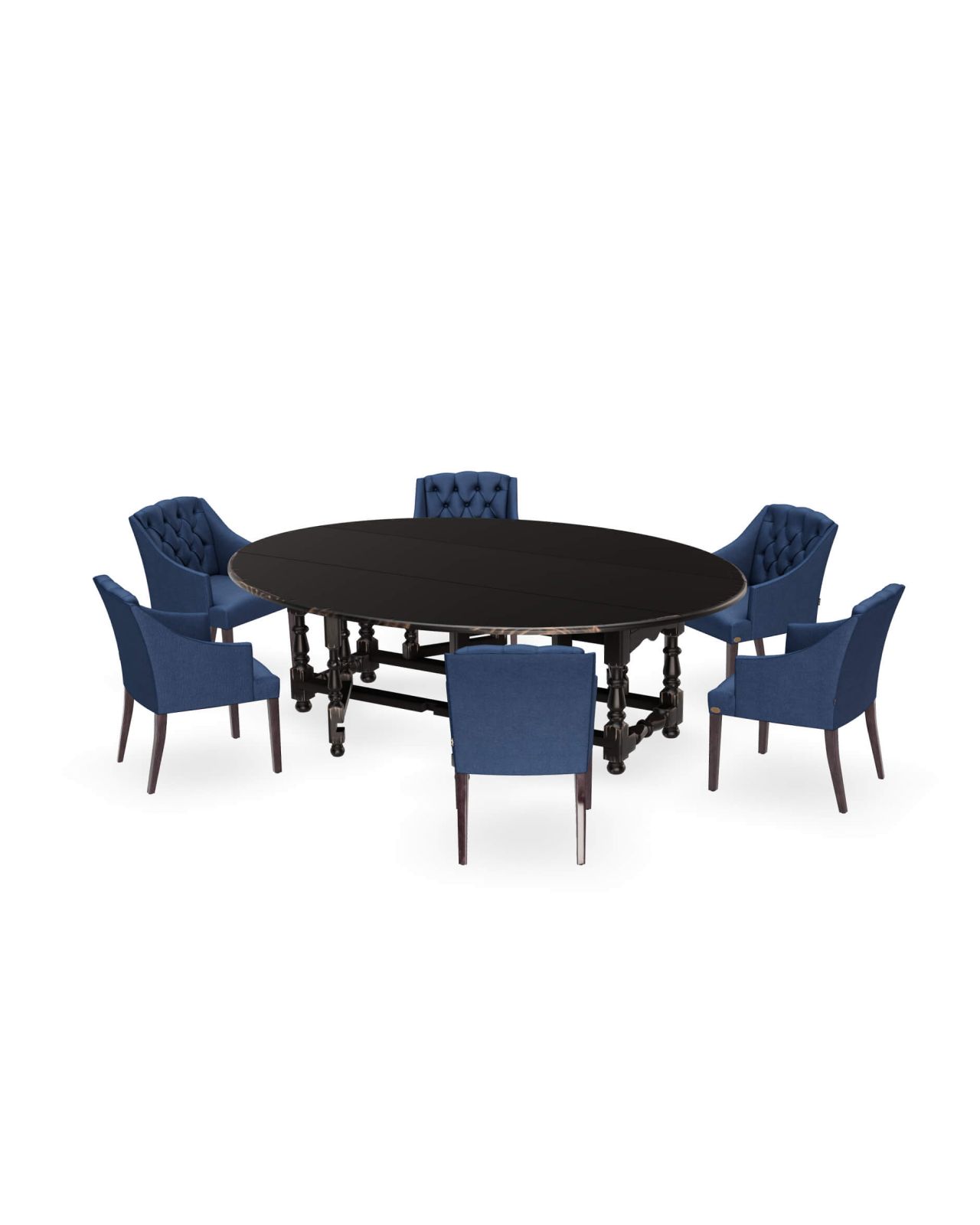 Balmoral Dining Table With Delano Armchair Indigo