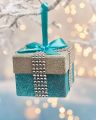 Holiday Celebrations Gift Box Christmas tree Decoration Blue/Silver