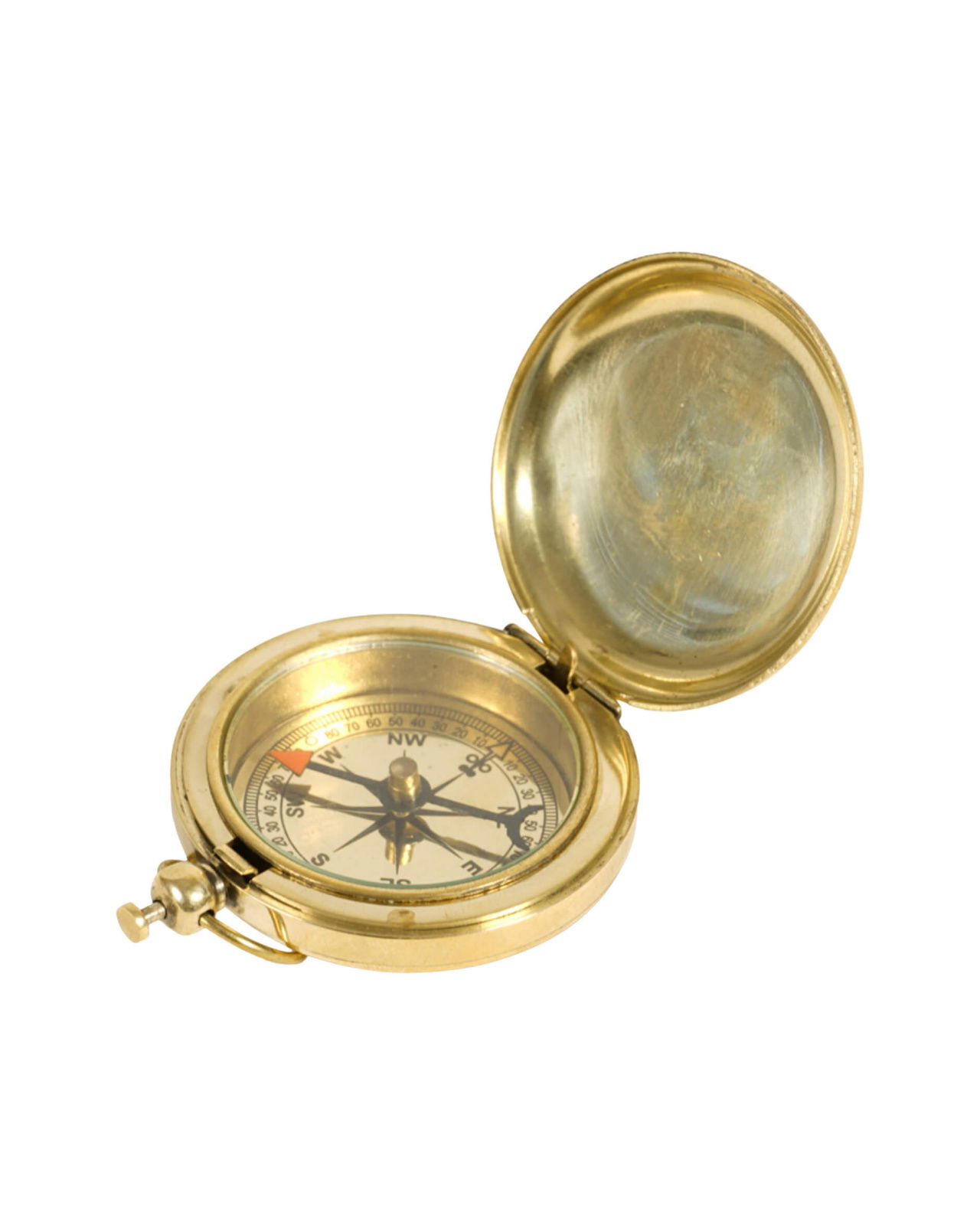 Mini Push Button Compass Brass