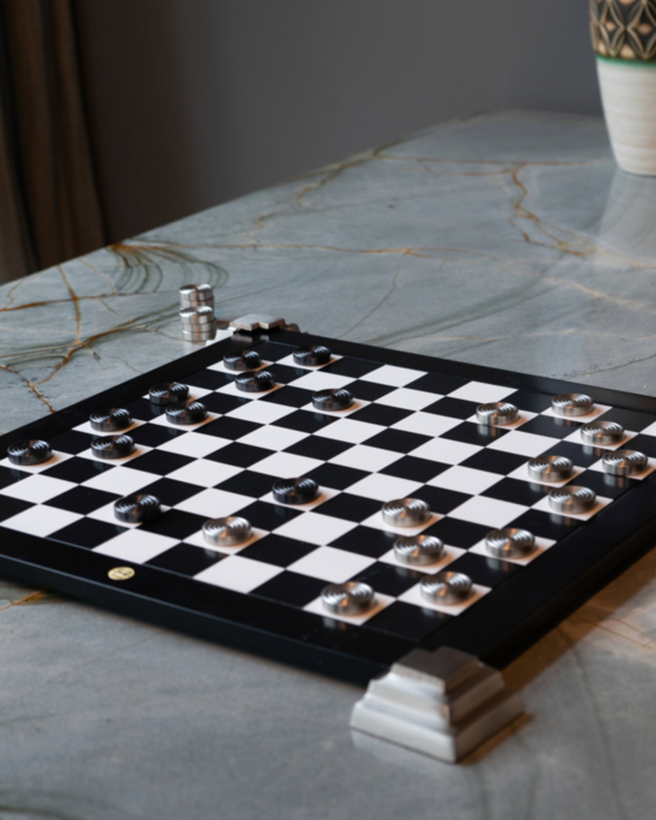 Checkers Set Black/Silver