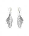 Mini Golden Leaf earrings pearl rhodium