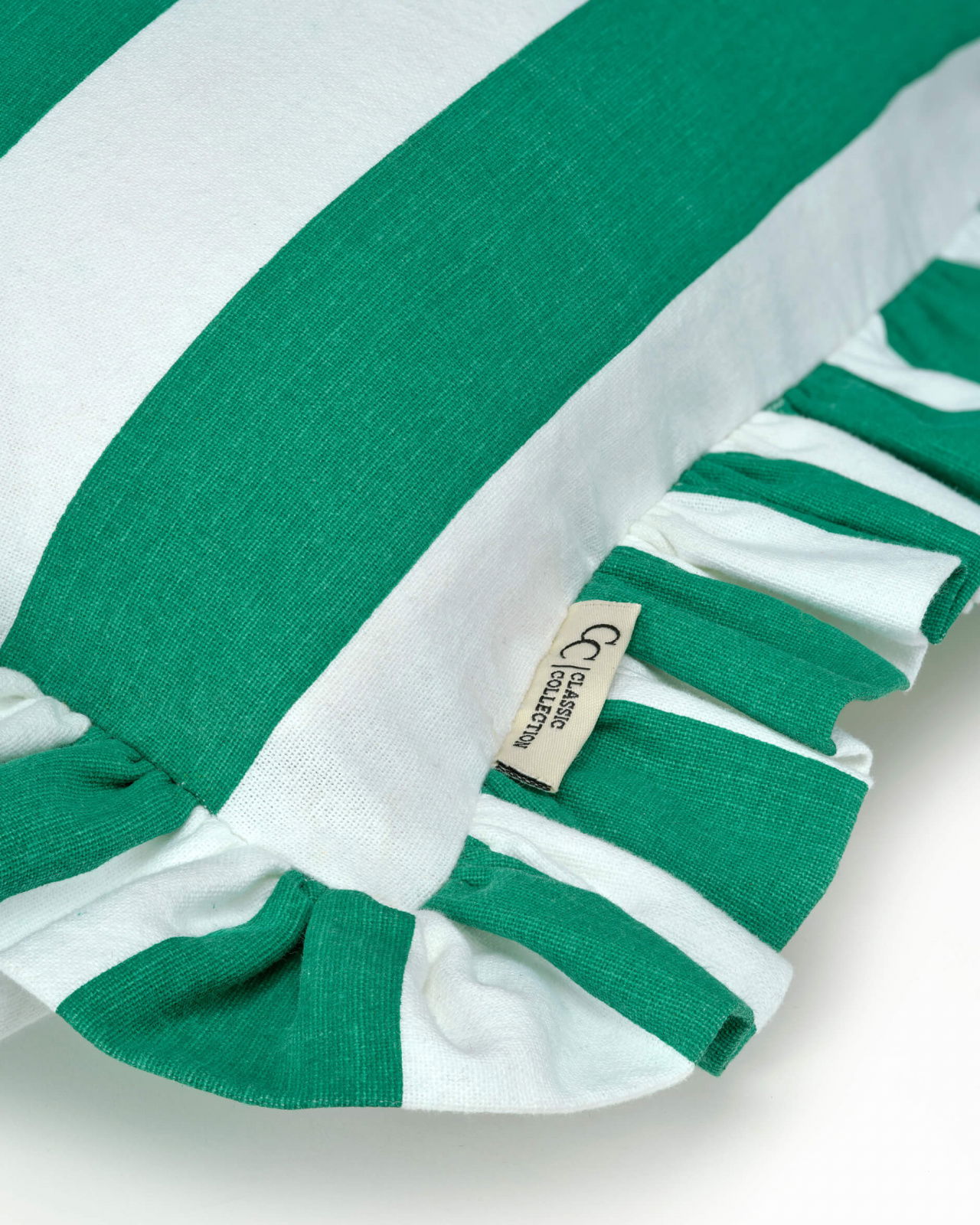 Ruffle Stripes kuddfodral grön