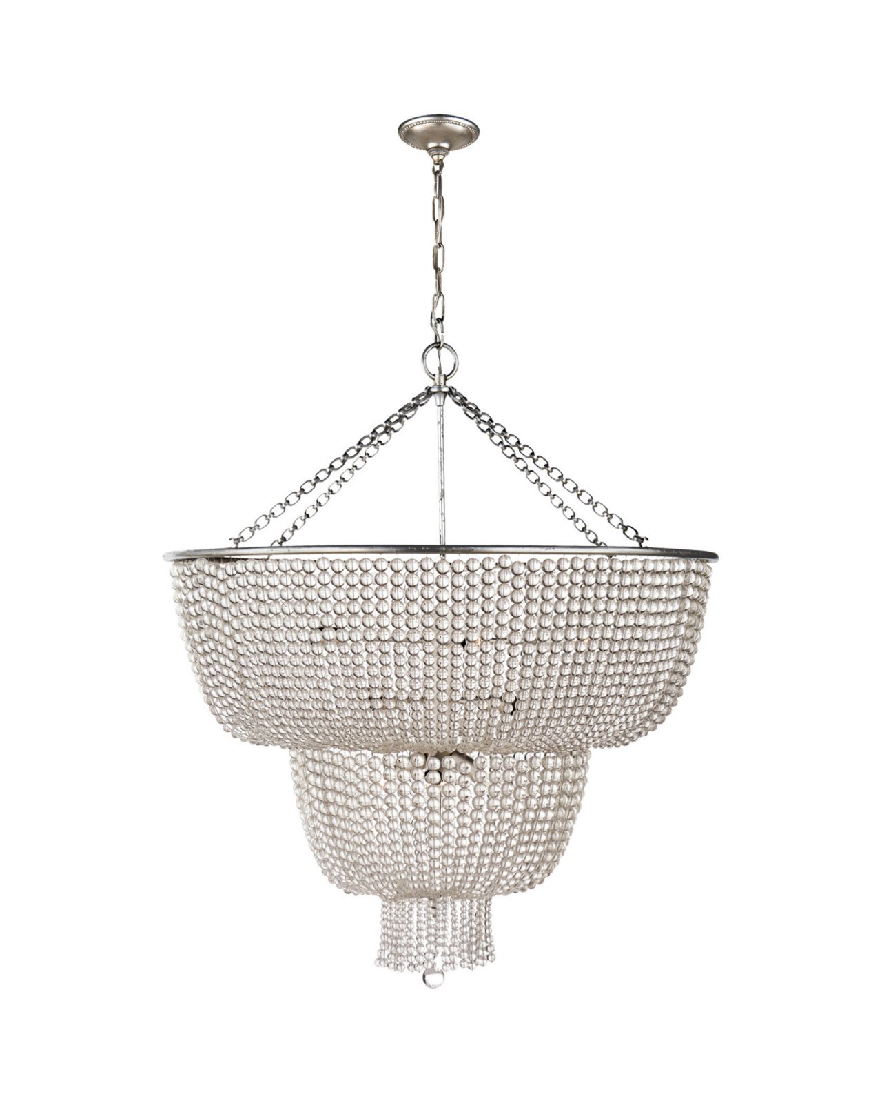 Jacqueline Two-Tier Chandelier Burnished Silver Leaf/Clear Glass