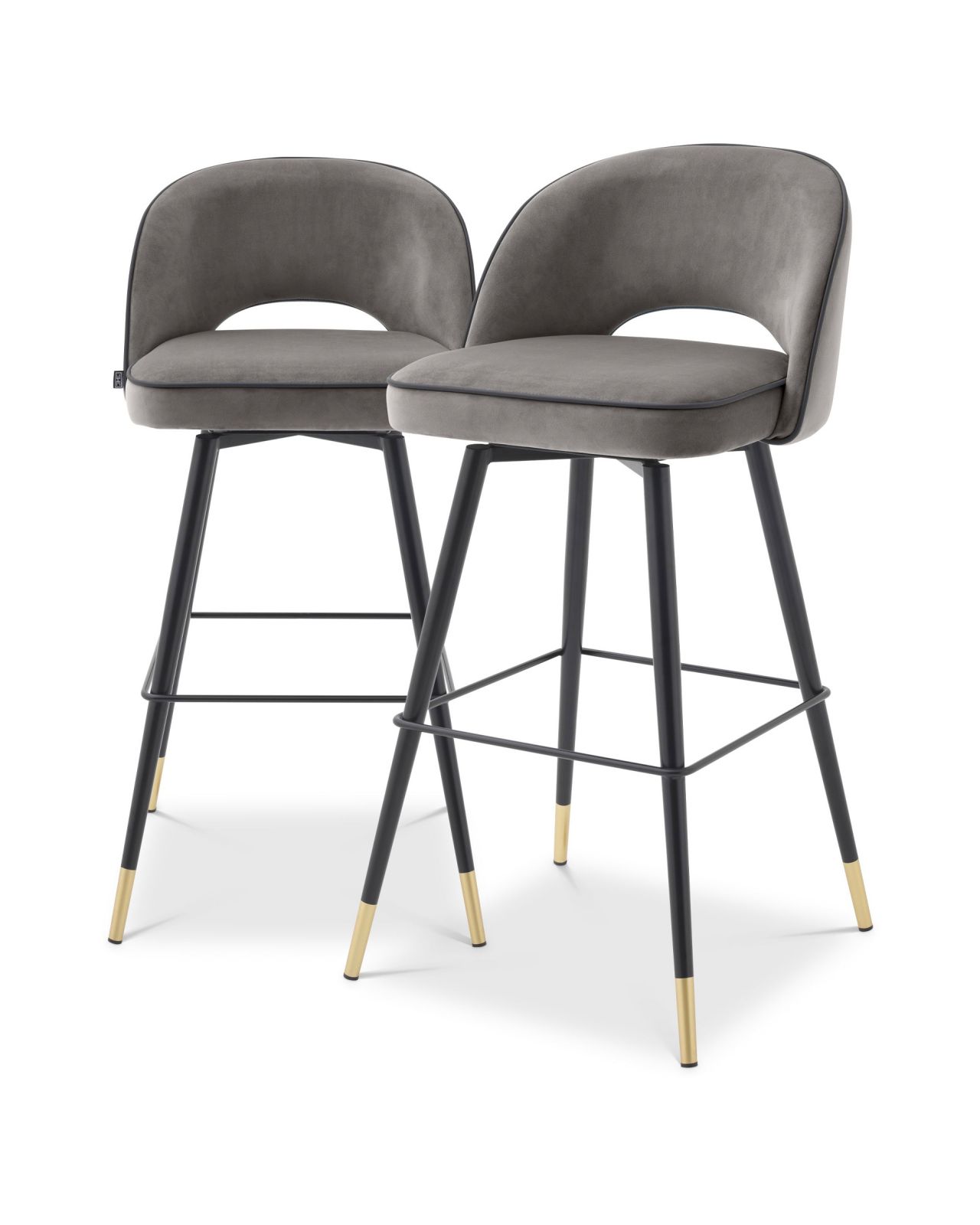 Cliff Bar Stool Savona Grey Velvet set of 2 OUTLET