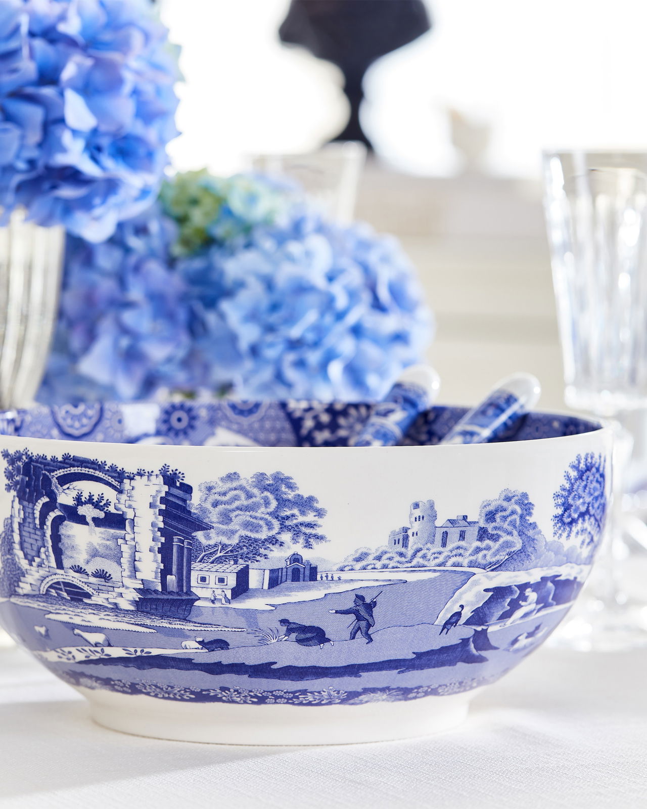 Blue Italian serveringsskål blå/vit