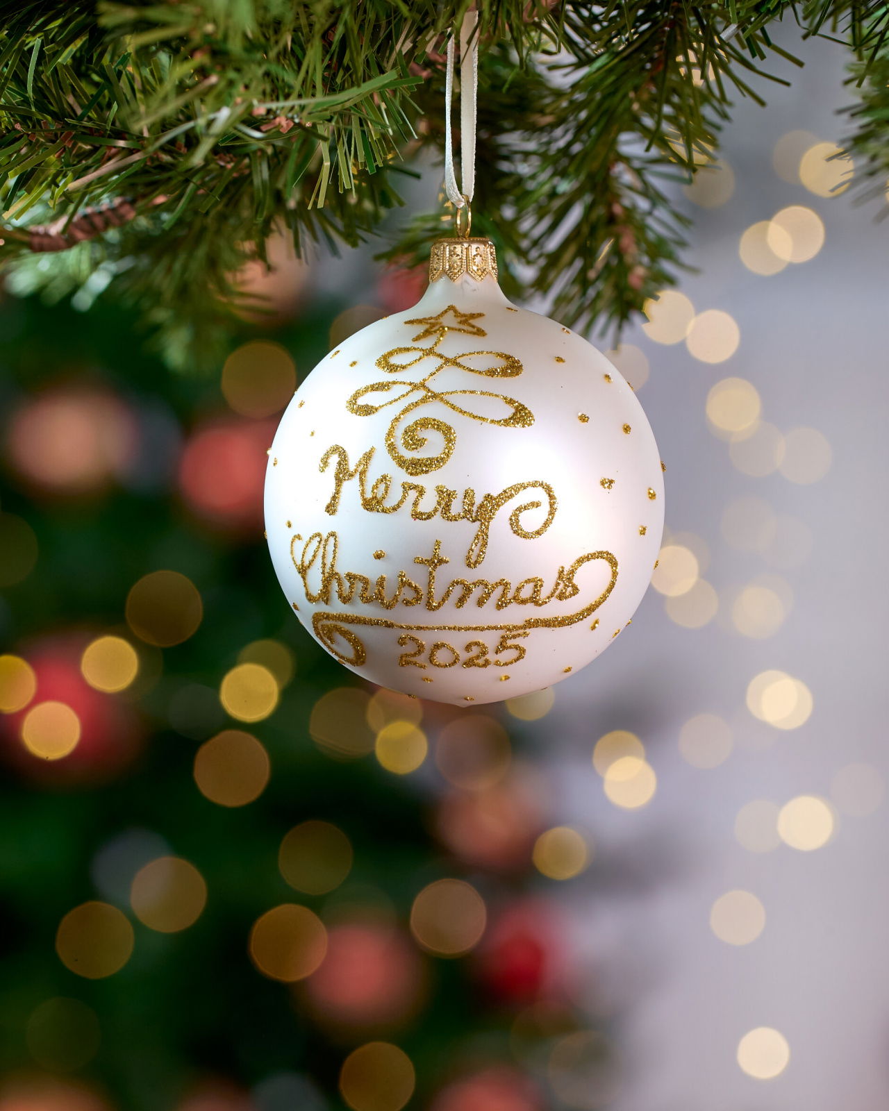 Lux Merry Christmas Bauble 2025 8cm